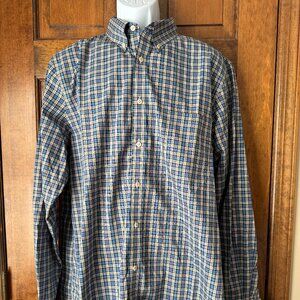 Nordstrom Blue/Tan Plaid Button-Down Shirt Size XXL Regular Fit